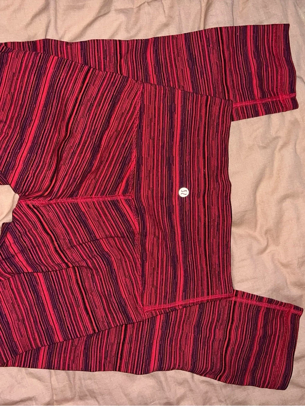 lululemon athletica Men’s Red and Black Striped Performance Top